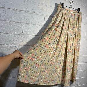 Vintage 100% Silk Midi Skirt Cute Colorful Print Doncaster II Women’s 6 28+waist